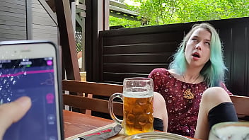 Remote orgasm control of my Stepsister in Pub!