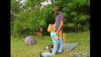 Attractive blonde beauty Dina enjoys being drilled