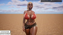 Big Tits perfect blonde walking in bikini